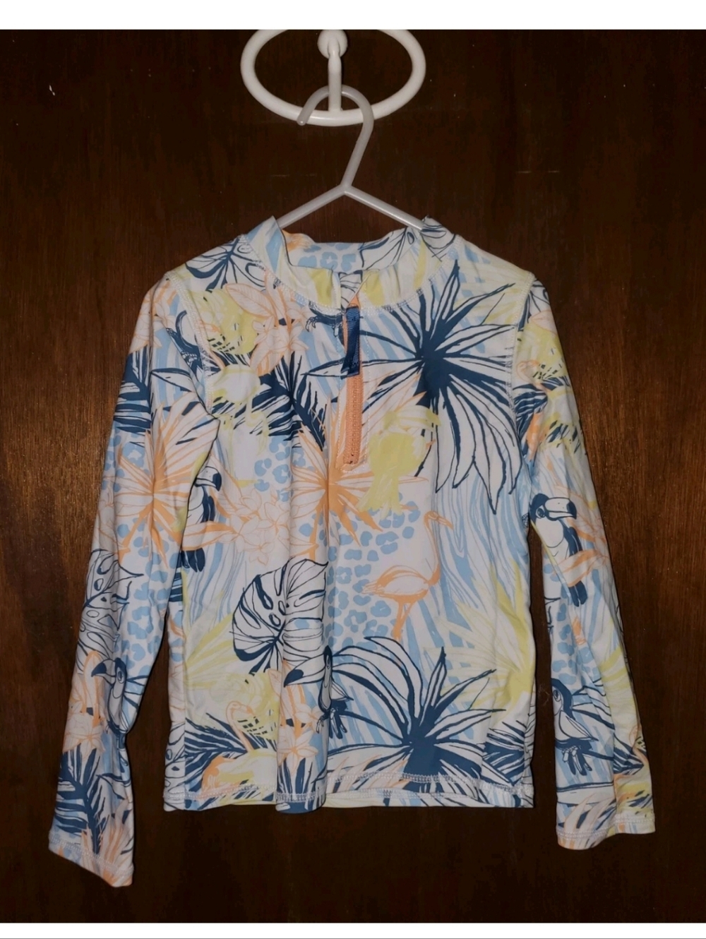 Ruffle Butts Birds Of Paradise Long Sleeve Rash Guard Sz 6